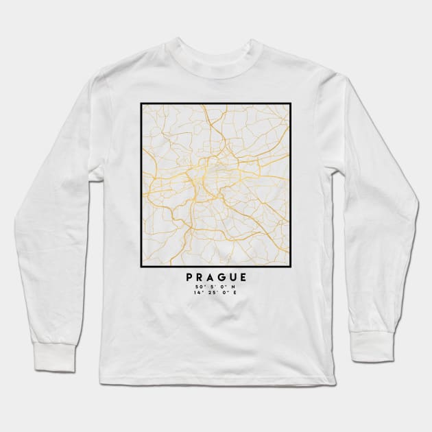 PRAGUE CZECH REPUBLIC CITY STREET MAP ART Long Sleeve T-Shirt by deificusArt